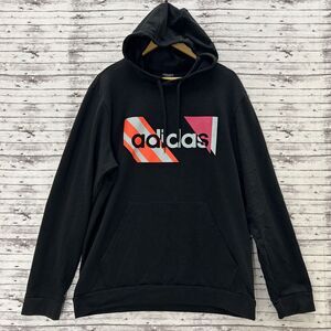 Adidas Pullover Hoodie Men's XL Black Solar Red Fleece Activewear FM6108